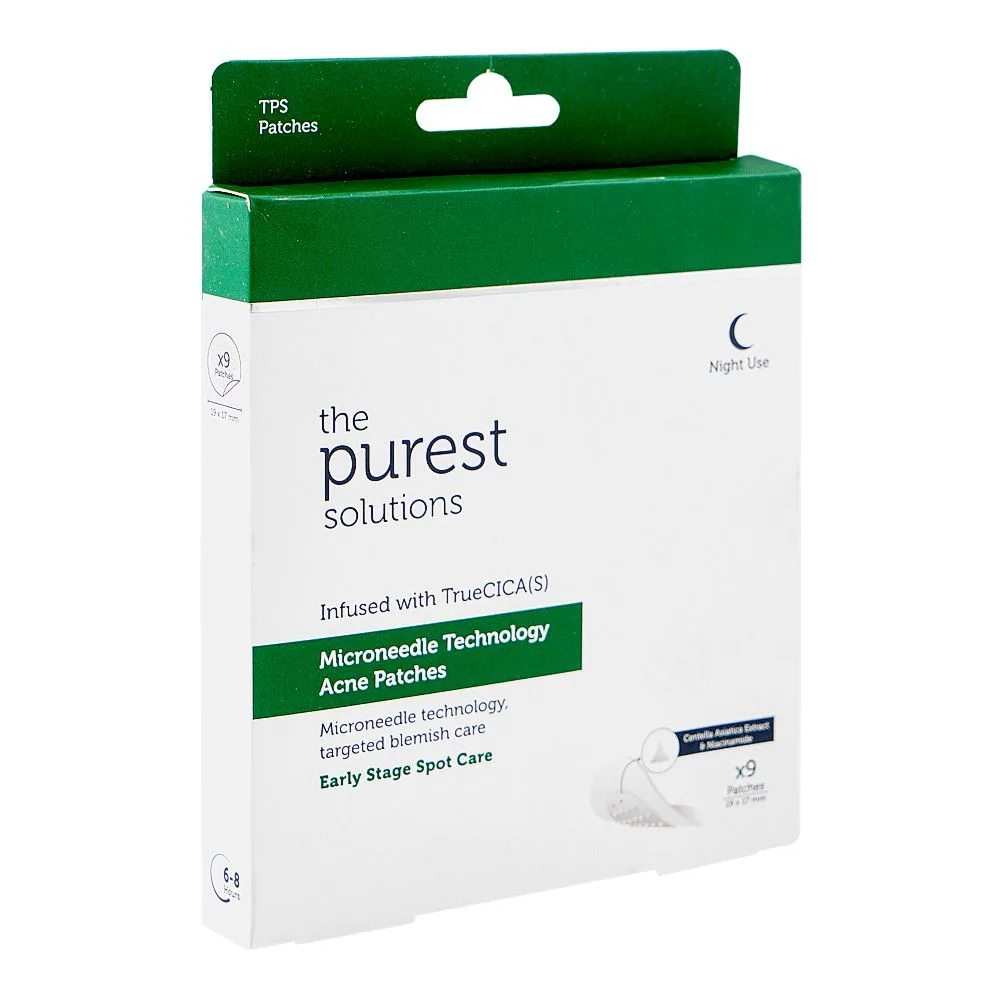 The Purest Solutions Infused With TrueCica (S) Microneedle Technology Acne Patches, Niacinamide, For All Types Of Skin, 9-Pack