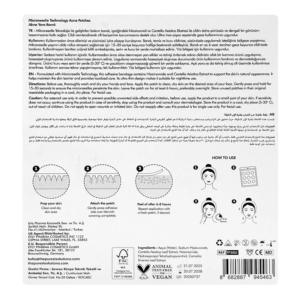 Comfortable casual the purest solutions infused with truecica (s) microneedle technology acne patches, niacinamide, for all types of skin, 9-pack