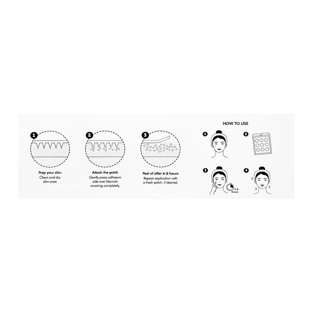 Close-up design of the purest solutions infused with truecica (s) microneedle technology acne patches, niacinamide, for all types of skin, 9-pack