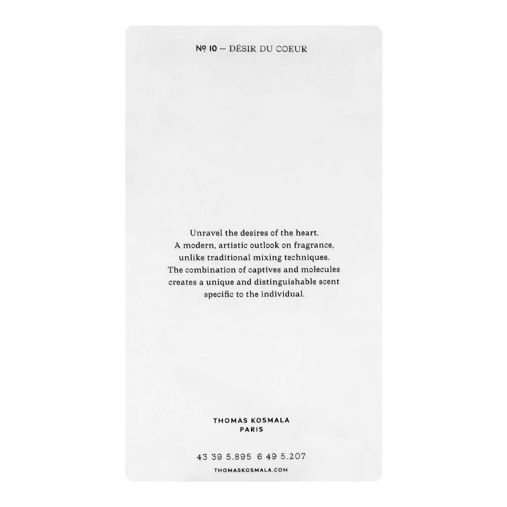 Side view of thomas kosmala no.10 desir du coeur, eau de parfum, for men & women, 100ml