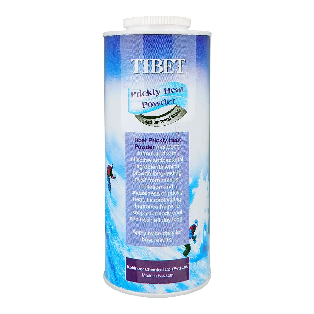 Side view of tibet prickly heat powder with anti-bacterial shield, 150g
