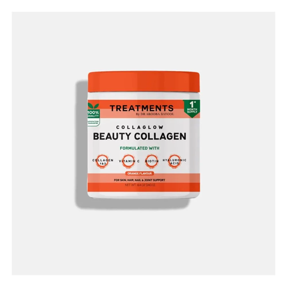 Treatments Collaglow Beauty Collagen Orange Flavour, Hyaluronic Acid, Vitamin C & Biotin, For Skin, Nail & Joint Support, 240g