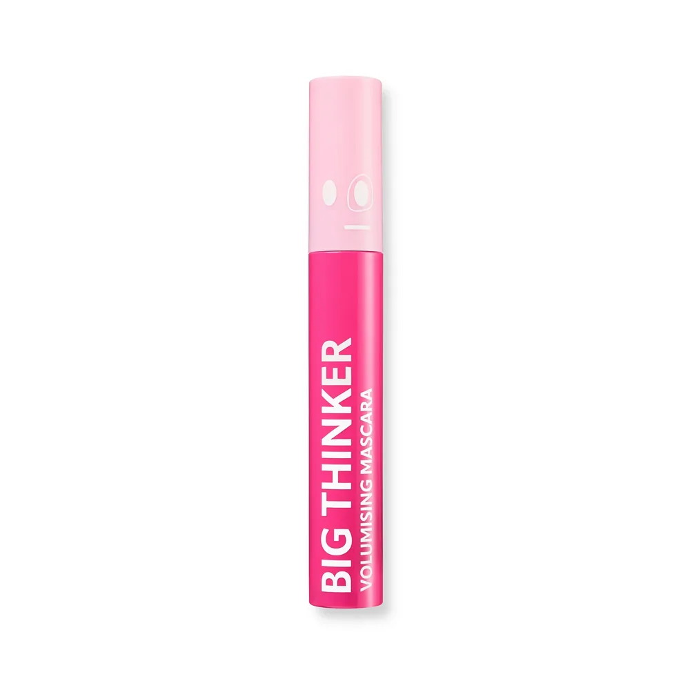 Side view of trouble maker big thinker volumising mascara, black