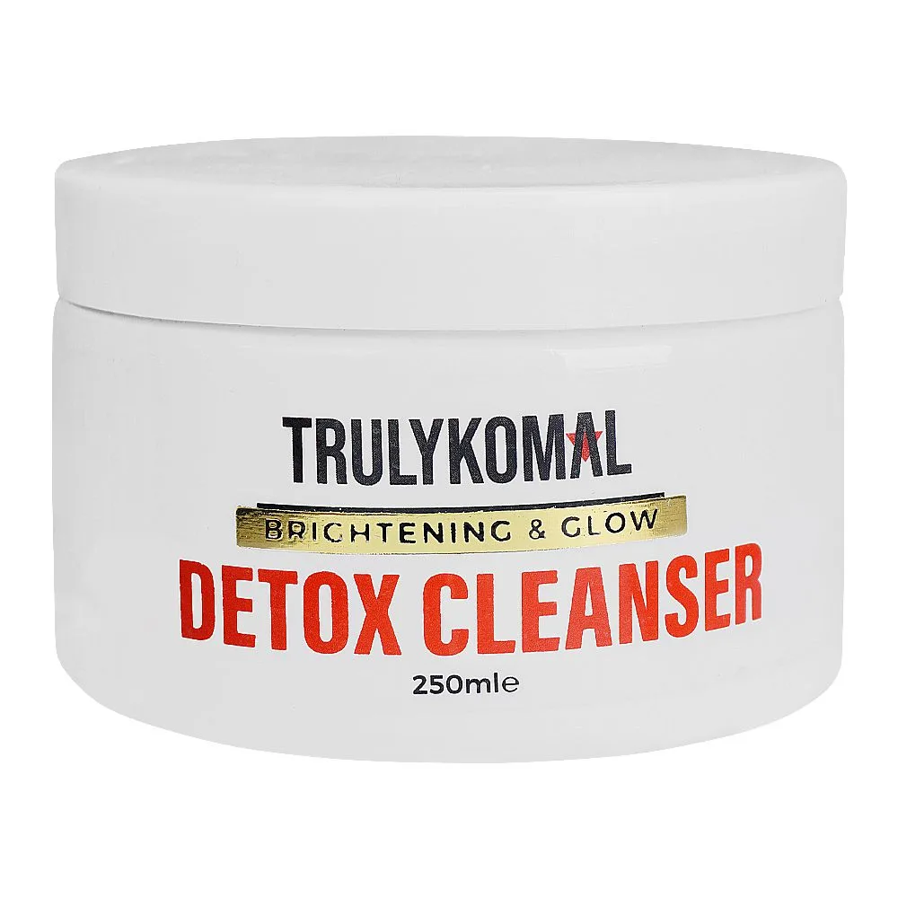 Side view of truly komal brightening & glow detox cleanser, 250ml