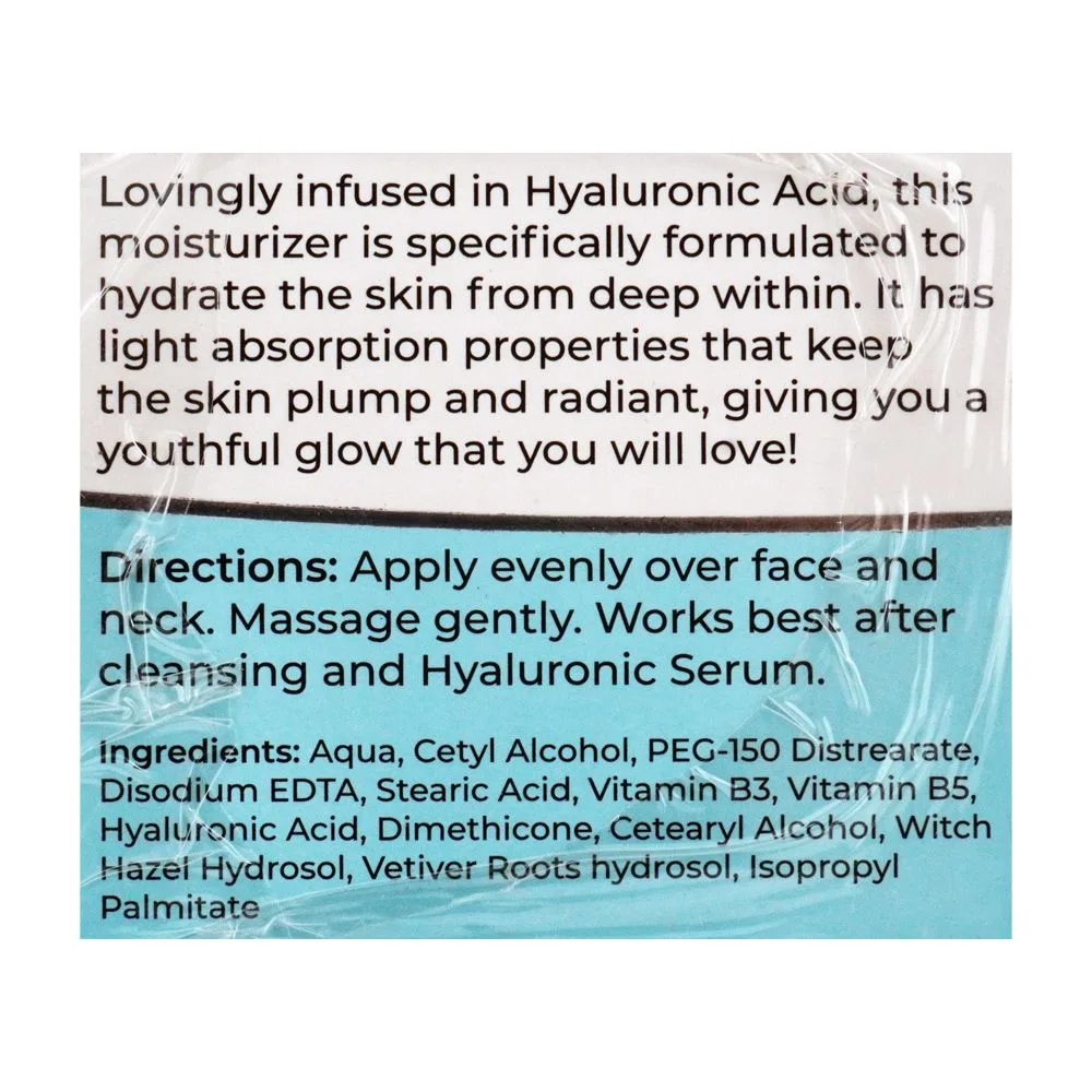 Close-up design of truly komal flawless hyaluronic acid deep hydration moisturiser, all skin types, 50ml