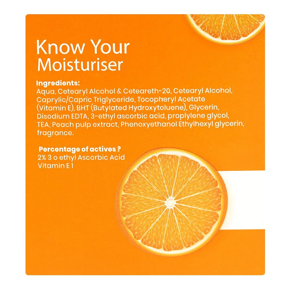 Side view of truly komal vitamin c 2-in-1 moisturizer, spf20, ascorbic acid, for all types of skin, 50g
