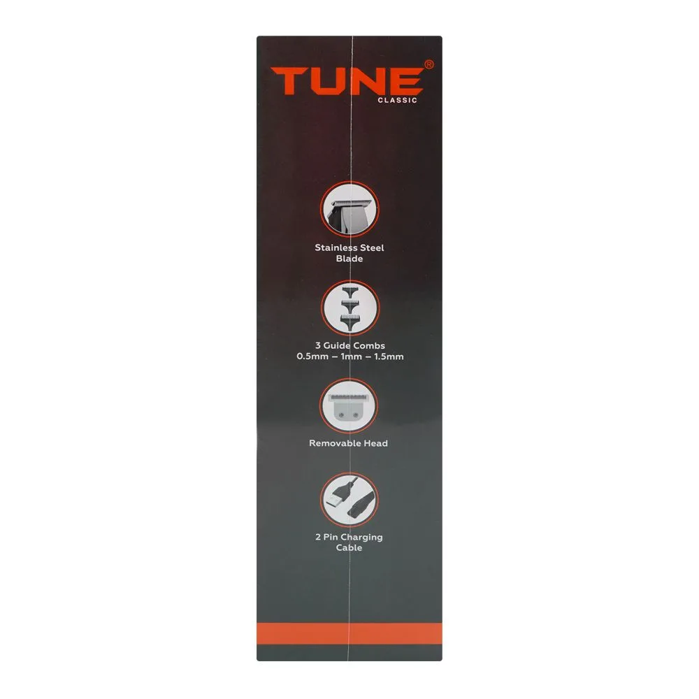 Front angle of tune classic high-precision beard trimmer, 1.5 hours runtime, tr-304
