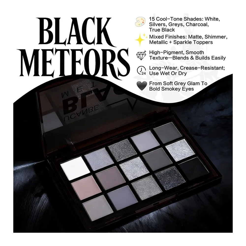 Ucanbe Black Meteors Eyeshadow Palette 15-Pack , STUB061_09 close up view