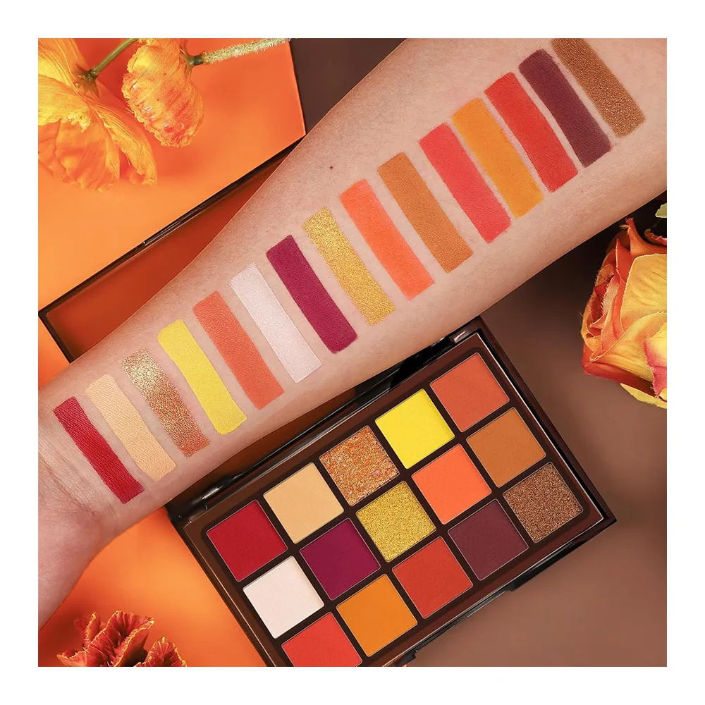 Ucanbe Sunset Orange Eyeshadow Palette, Water & Sweat Proof 15-Pack , STUB061_16 close up view