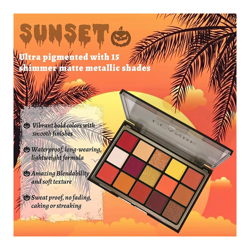 Ucanbe Sunset Orange Eyeshadow Palette, Water & Sweat Proof 15-Pack , STUB061_16 packaging image