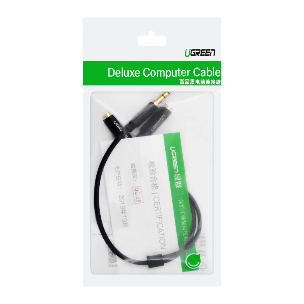 UGreen 3.5mm Male To 2x3mm Female Adapter, 20cm, Black