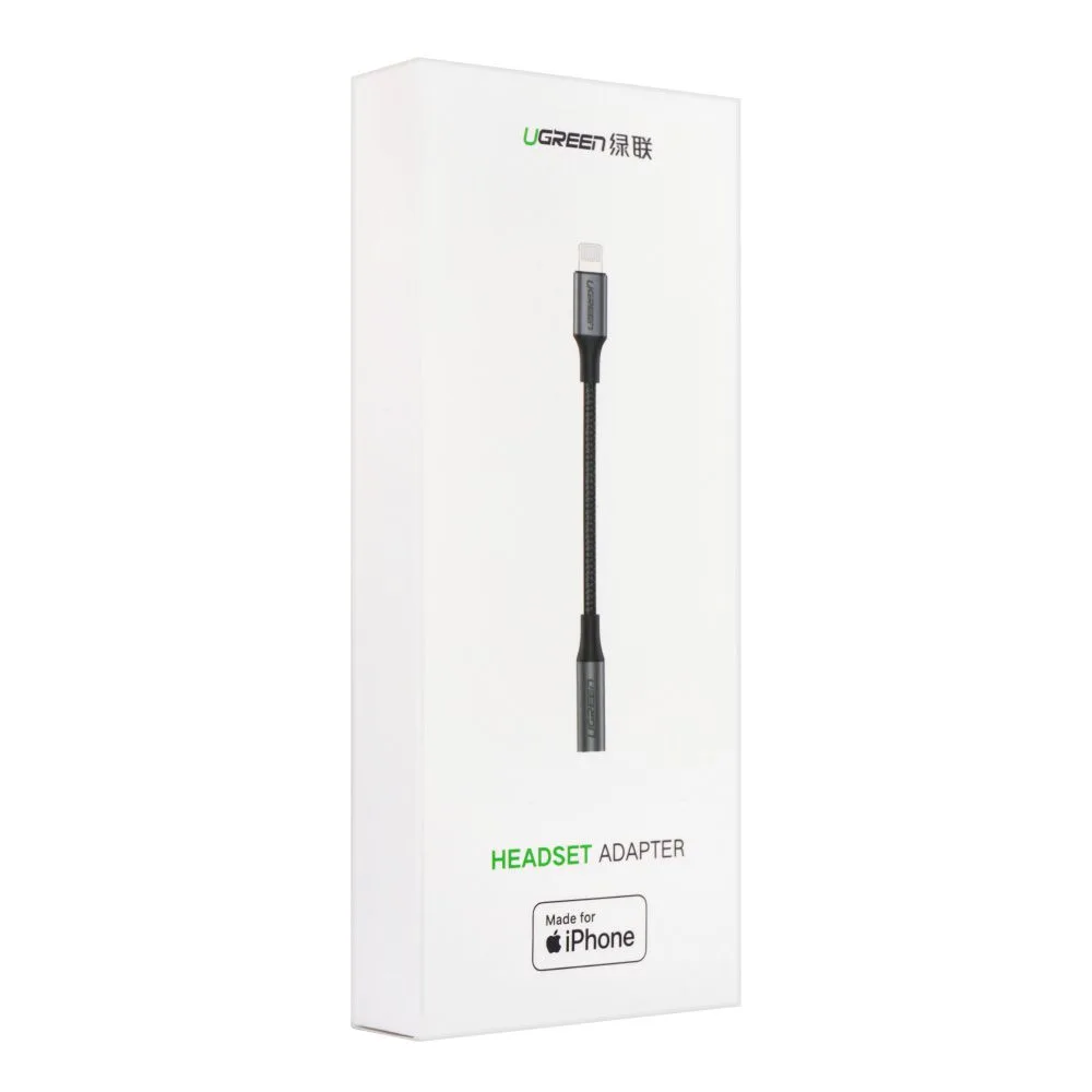 Premium everyday wear ugreen lightning m/f round cable, aluminium shell with braided, 10cm, black