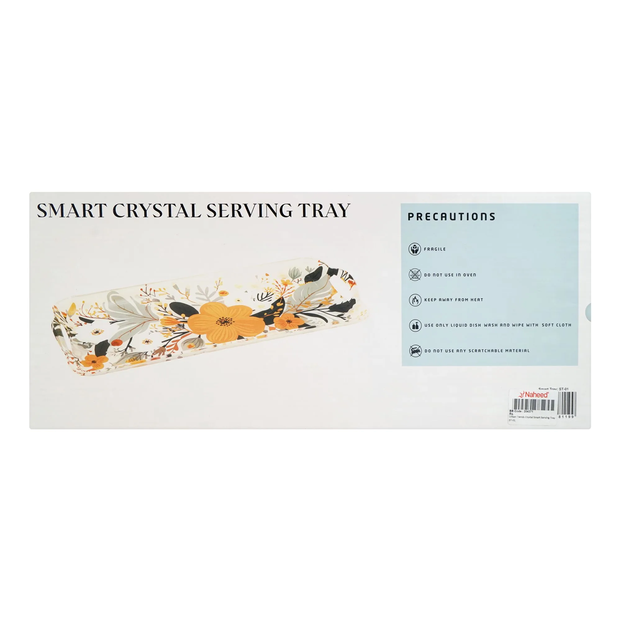 Close-up design of urban trends crystal smart serving tray, st-01