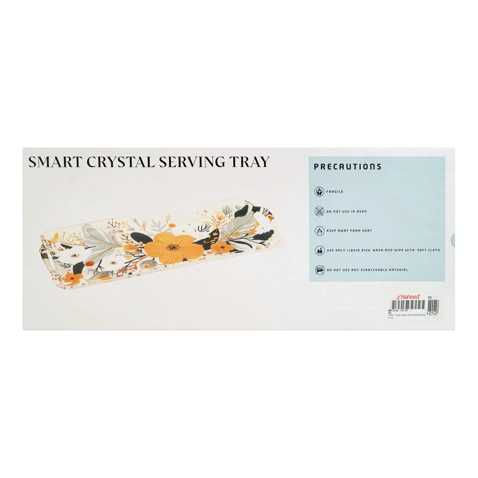 Close-up design of urban trends crystal smart serving tray, st-03