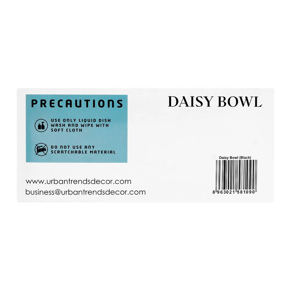 Close-up design of urban trends daisy bowl, black