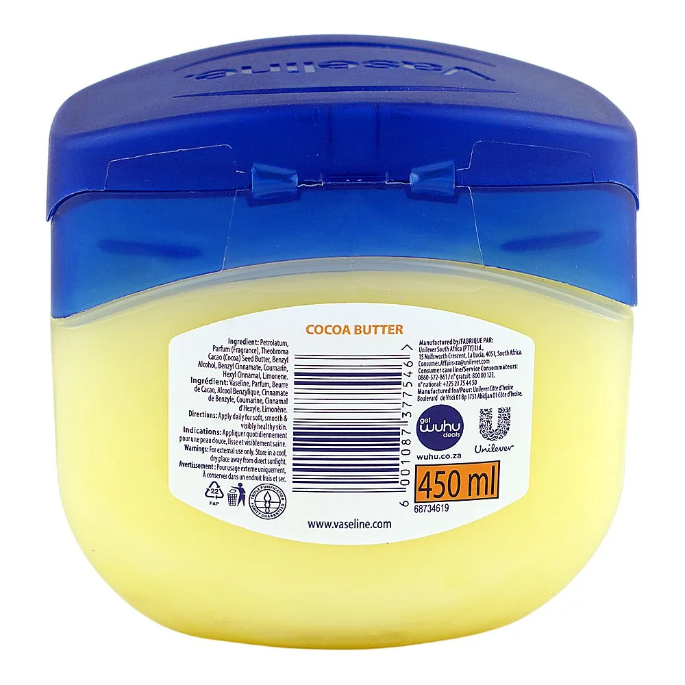 Comfortable casual vaseline blue seal cocoa butter rich conditioning jelly, 450ml, south africa