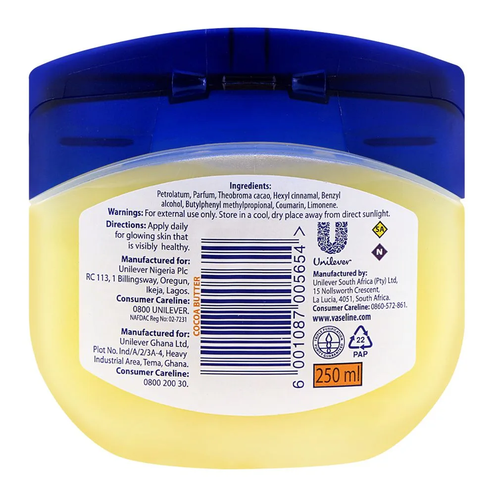 Comfortable casual vaseline blueseal cocoa butter rich conditioning jelly 250ml