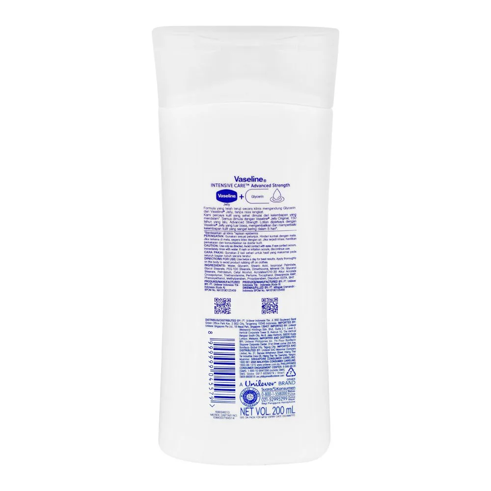 Side view of vaseline intensive care advanced strength body lotion, 200ml