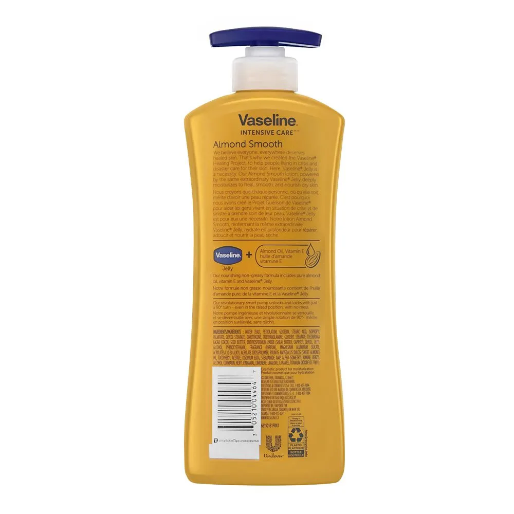 Comfortable casual vaseline intensive care almond smooth body lotion pump, for dry skin, 600ml
