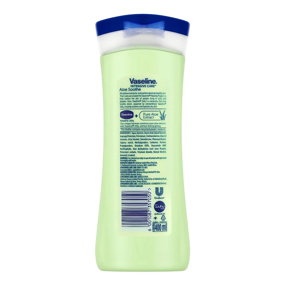 Side view of vaseline intensive care aloe soothe lotion 400ml (imported)