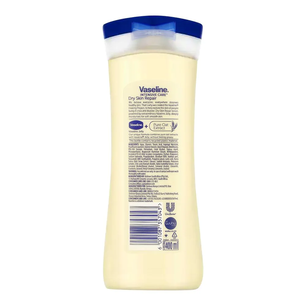 Side view of vaseline intensive care dry skin repair lotion 400ml (imported)
