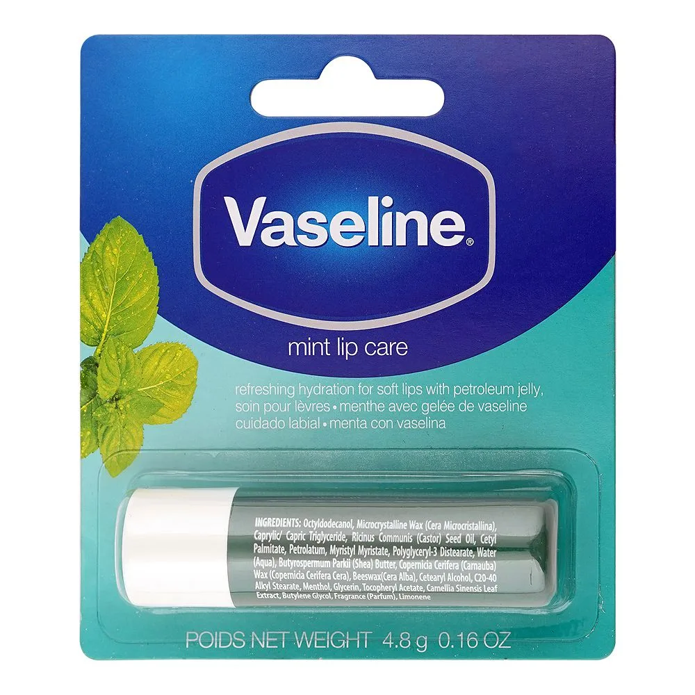 Vaseline Mint Lip Care, Shea Butter, Glycerin, 4.8g