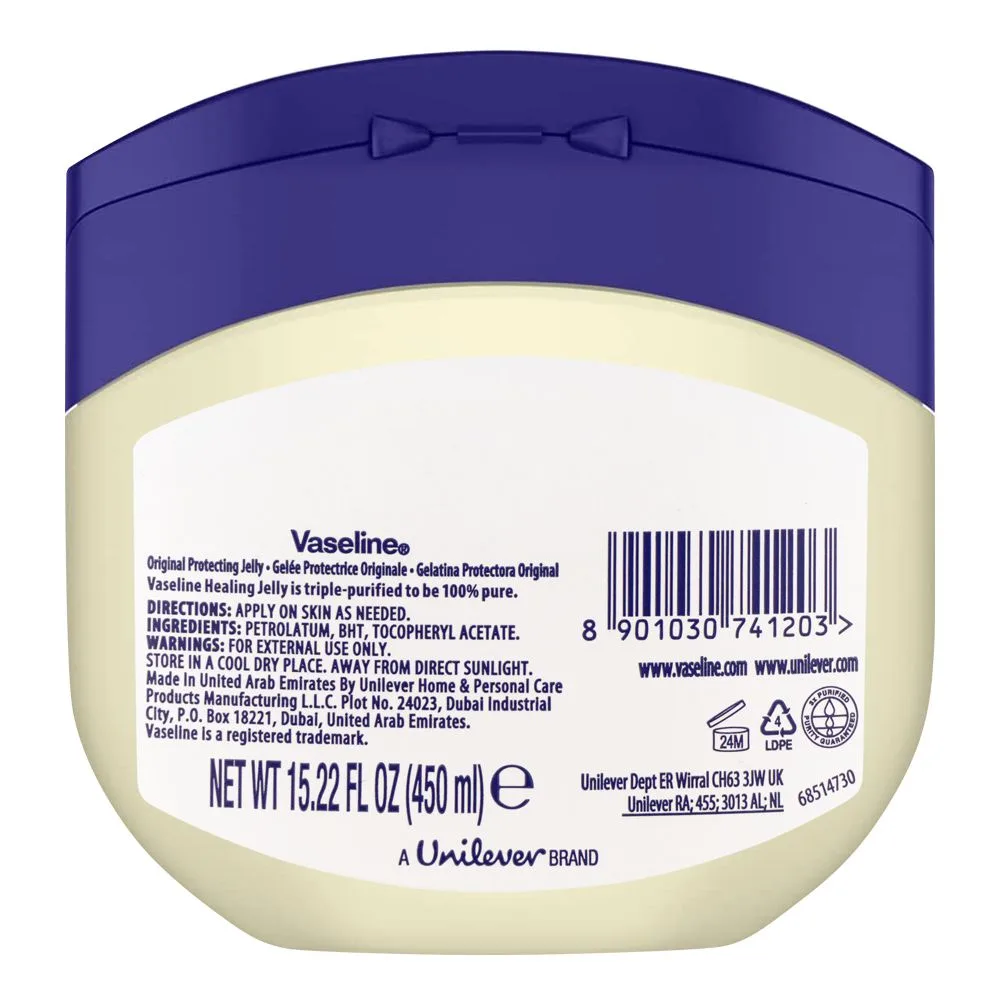 Comfortable casual vaseline original protecting petroleum jelly, dermatologist tested, skin protectant, 450ml