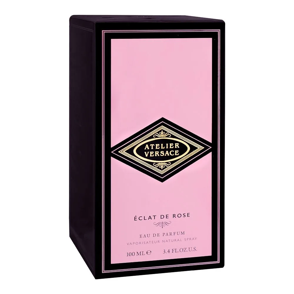 Side view of versace atelier eclat de rose, eau de parfum, for men & women, 100ml