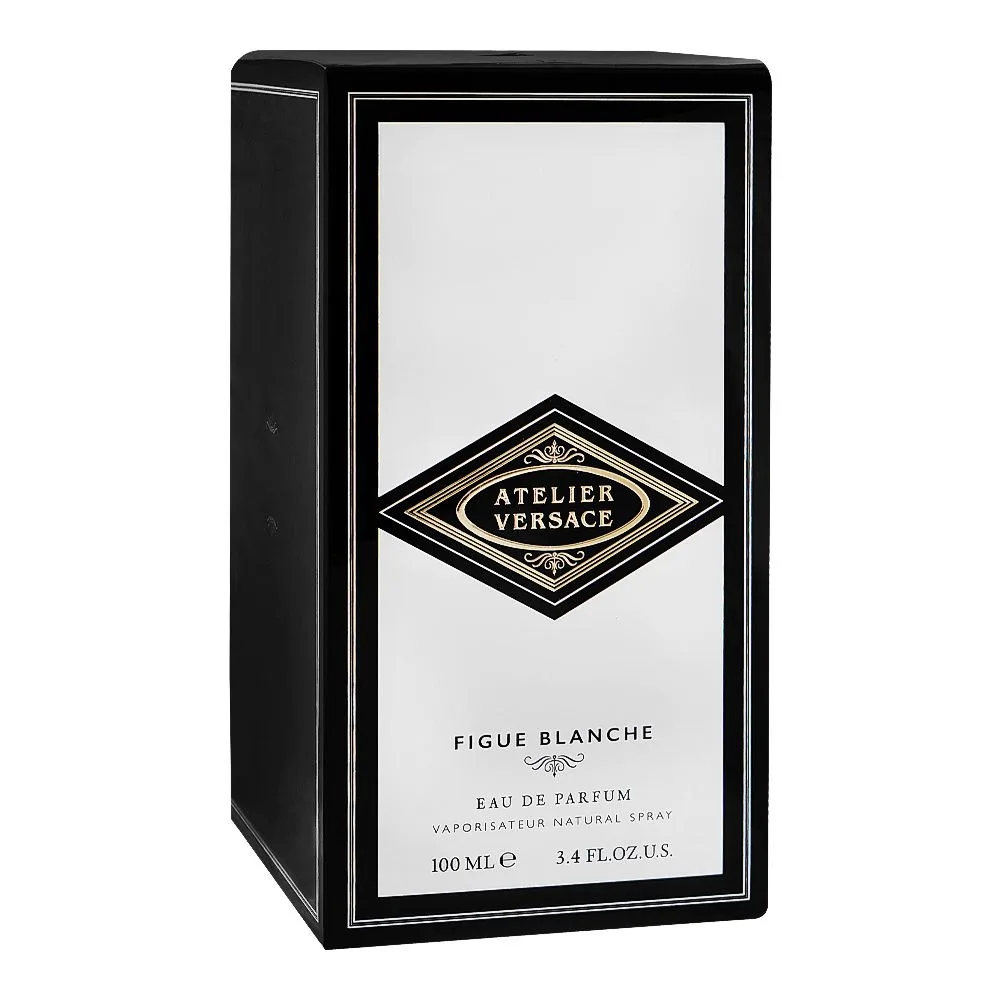 Side view of versace atelier figue blanche, eau de parfum, for men & women, 100ml