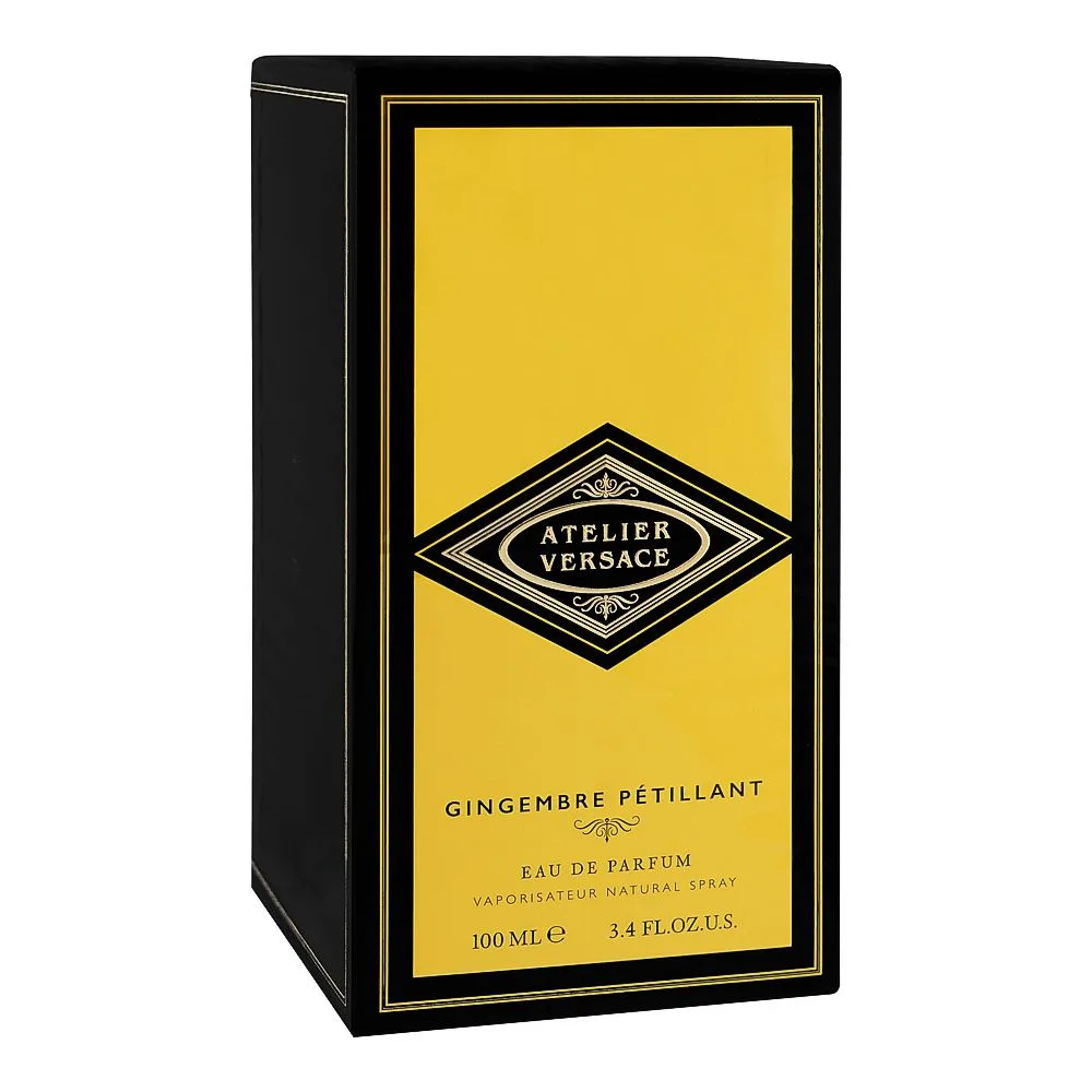 Side view of versace atelier gingembre petillant, eau de parfum, for men & women, 100ml