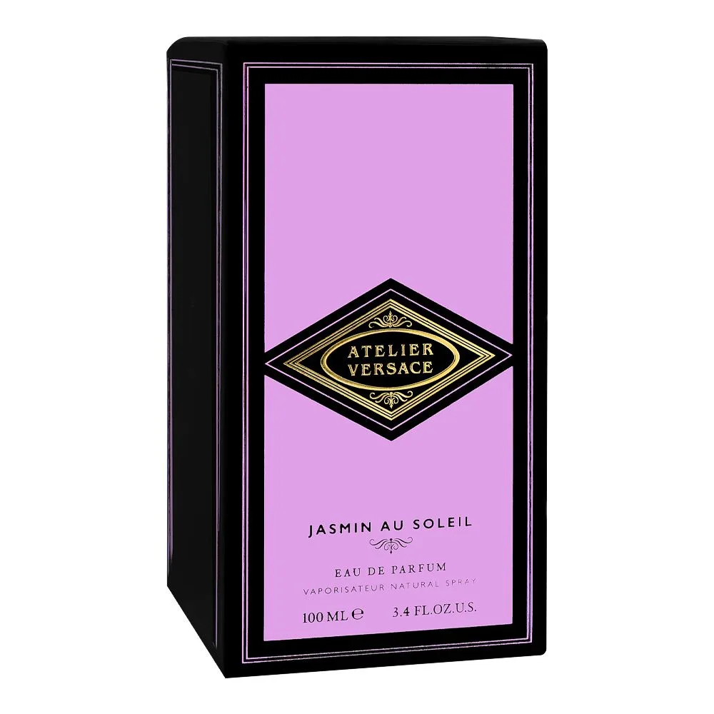 Side view of versace atelier jasmine au soleil, eau de parfum, for men & women, 100ml