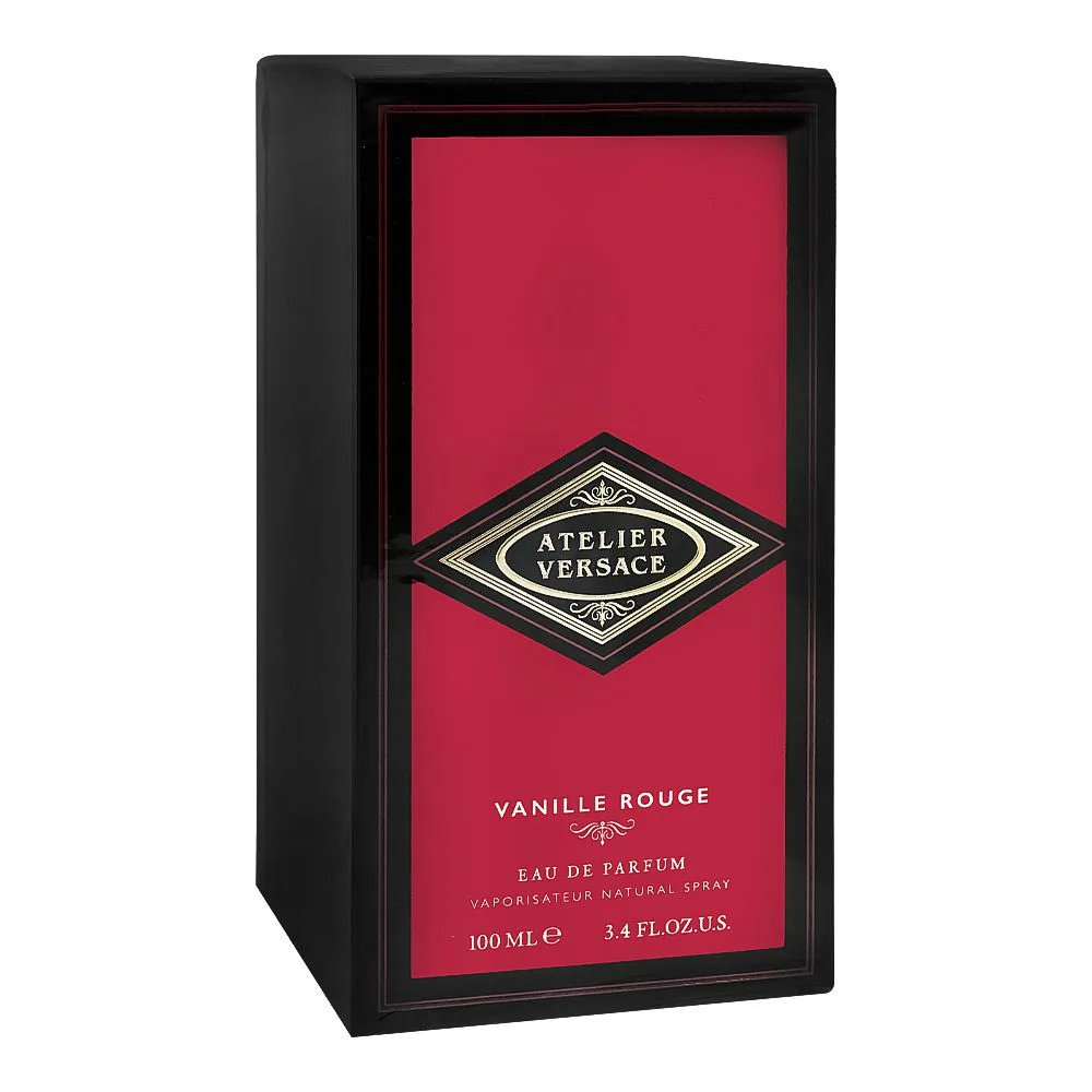 Side view of versace atelier vanille rouge, eau de parfum, for men & women, 100ml