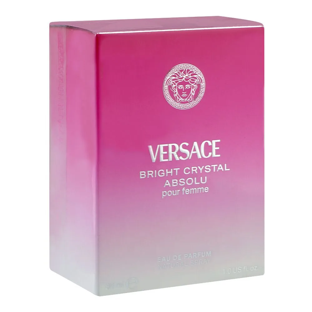 Side view of versace bright crystal absolu poru femme, eau de parfum, for women, 30ml