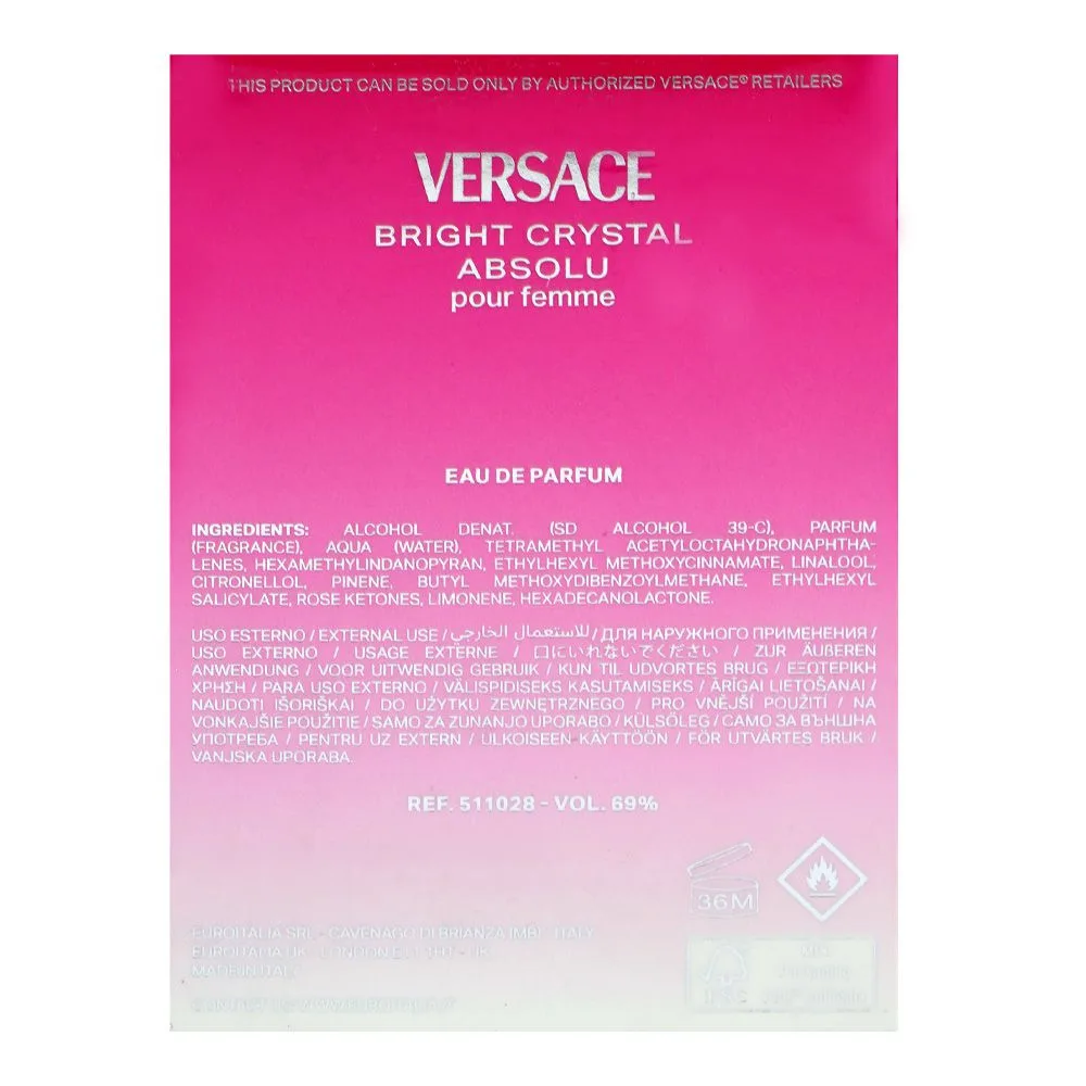 Comfortable casual versace bright crystal absolu poru femme, eau de parfum, for women, 30ml