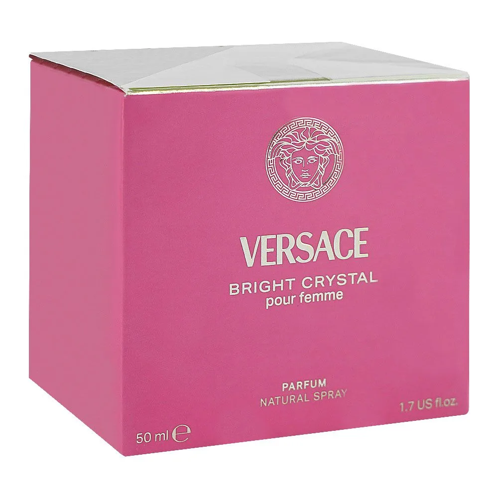 Side view of versace bright crystal pour femme parfum, for women, 50ml
