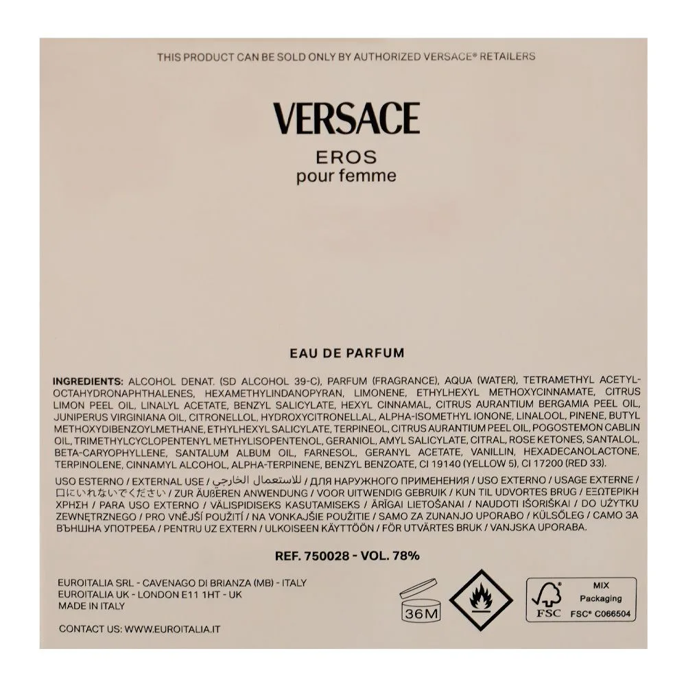 Comfortable casual versace eros pour femme, eau de parfum, for women, 30ml
