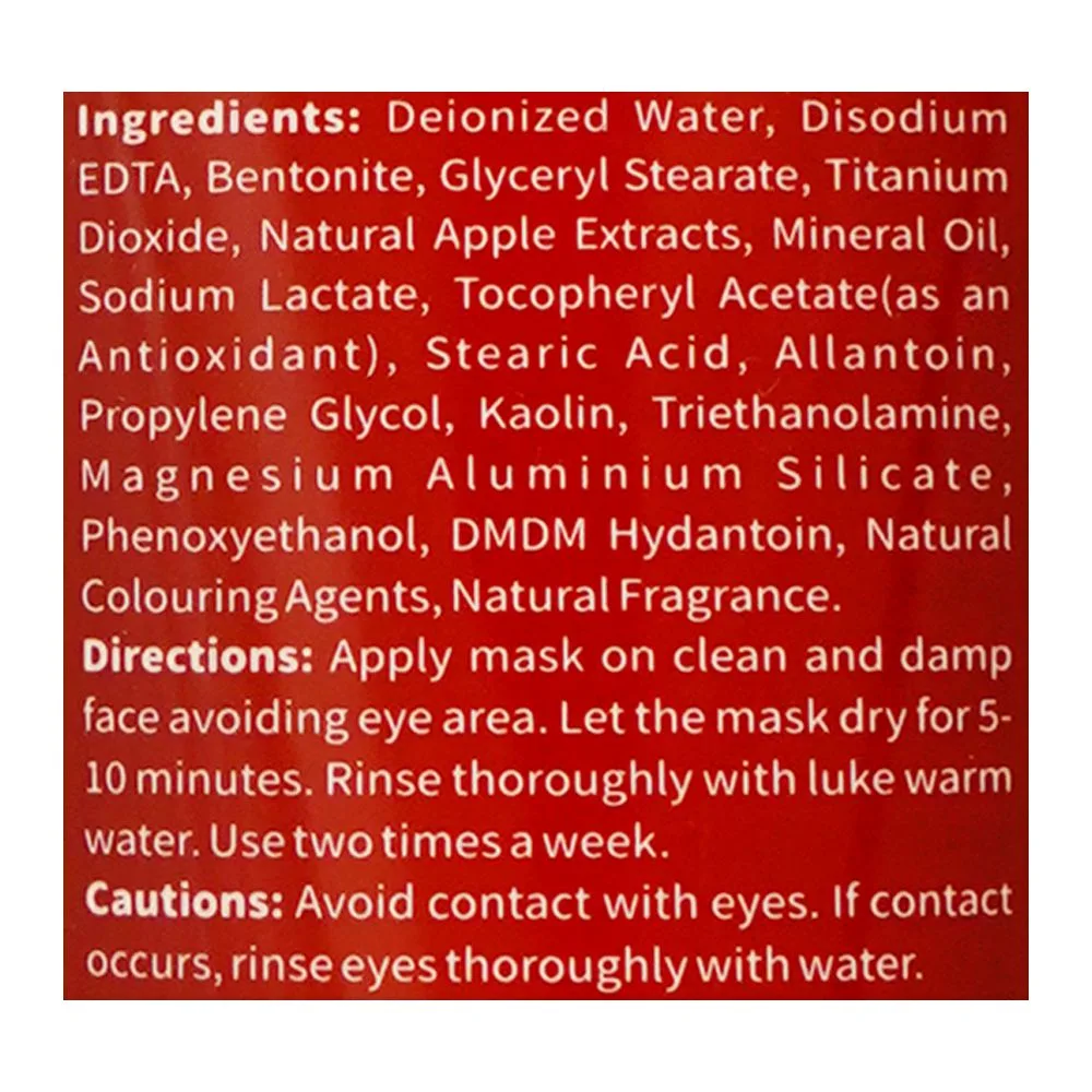 Comfortable casual vibrant beauty brightening apple clarifying mud face mask, for all skin types, 200ml