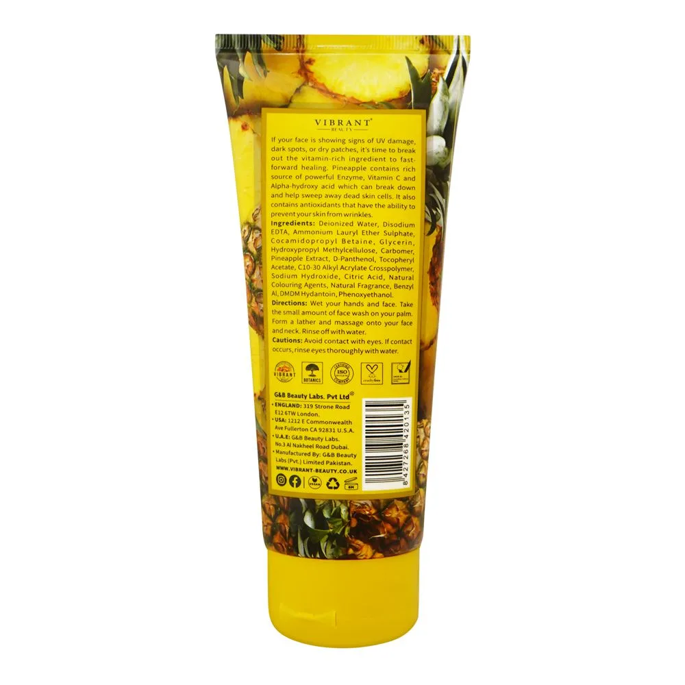 Side view of vibrant beauty brightening pineapple refreshing face wash, for all skin types, 200ml