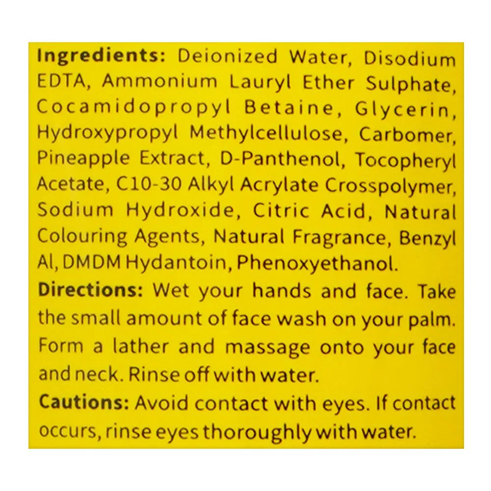 Comfortable casual vibrant beauty brightening pineapple refreshing face wash, for all skin types, 200ml