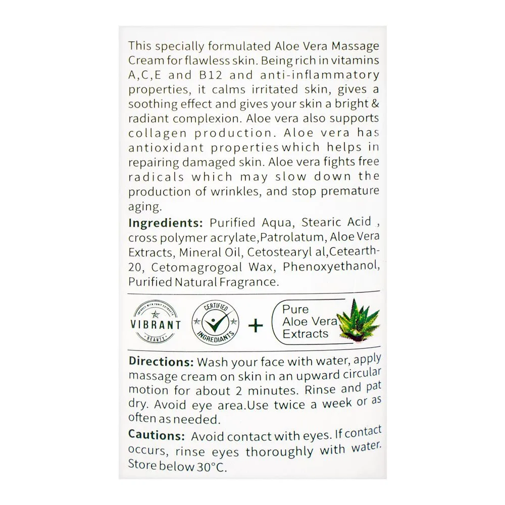 Comfortable casual vibrant beauty skin brightening wild aloe vera massage cream, parabens & sulphate free, 200ml