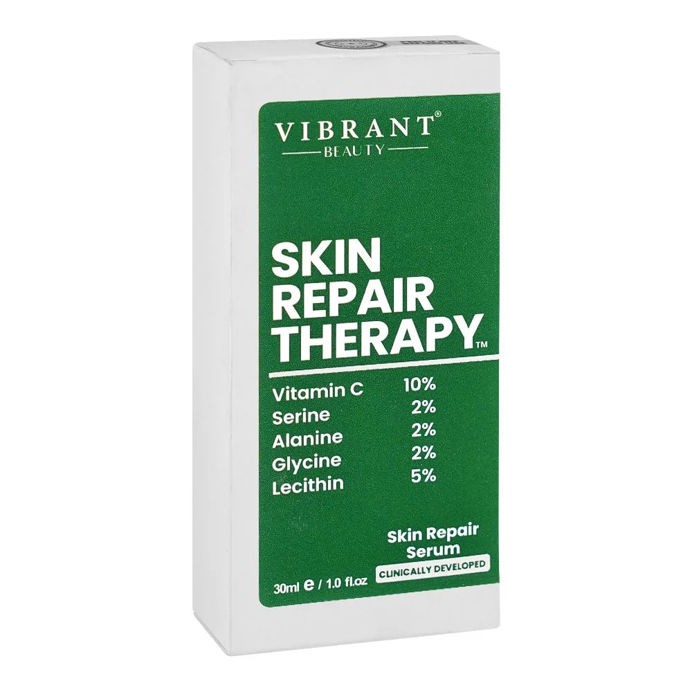 Side view of vibrant beauty skin repair therapy skin repair serum, 30ml