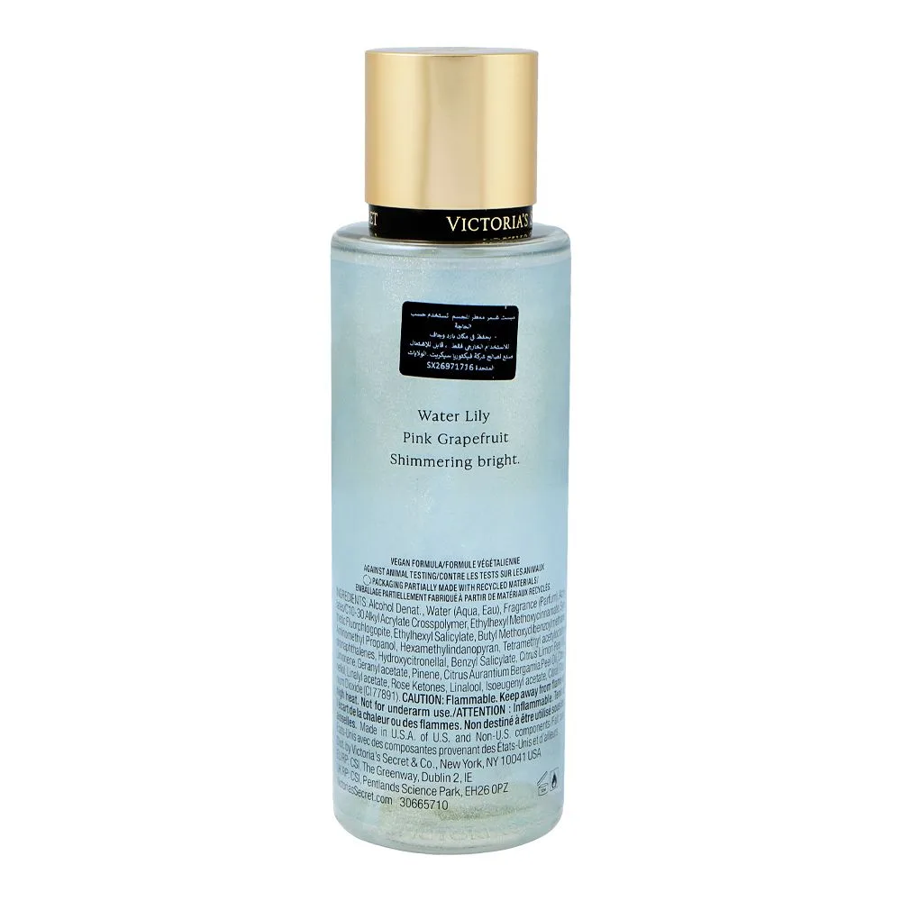 Side view of victoria's secret aqua kiss shimmer fragrance mist, for women, 250ml