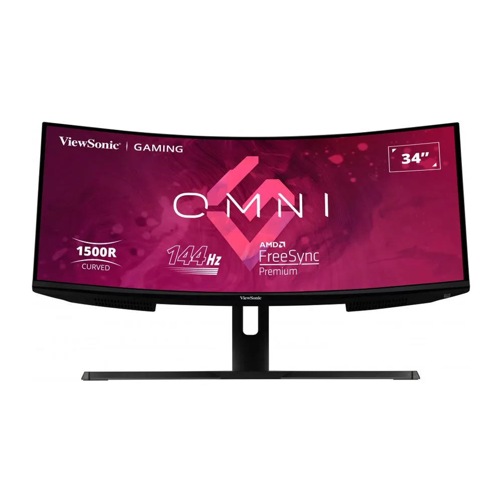 Side view of viewsonic 34" ultrawide curved led gaming monitor, vx3418-2kpc