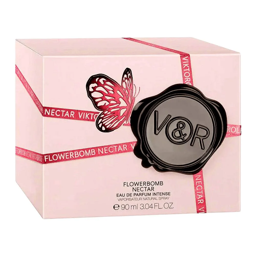 Side view of viktor & rolf flower bomb nectar intense, eau de parfum, for women, 90ml