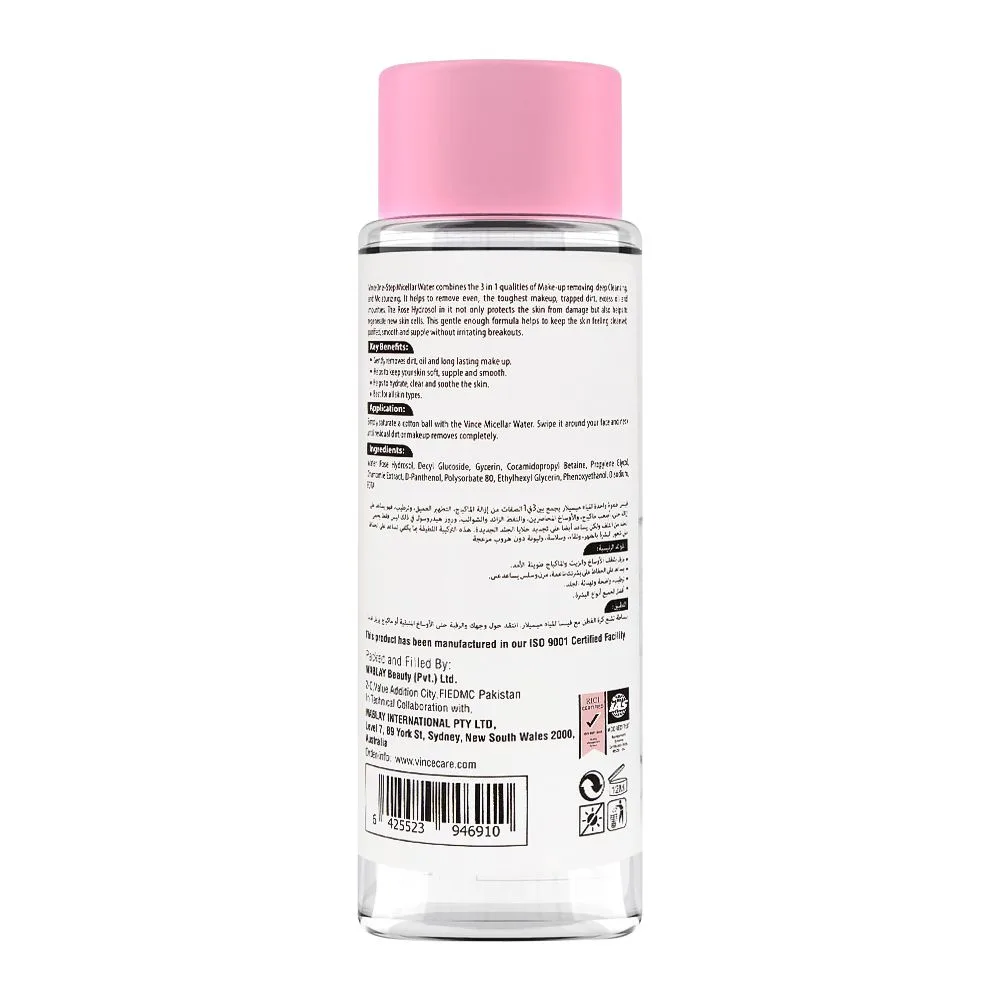 Side view of vince 3-in-1 micellar water, all skin types, 160ml