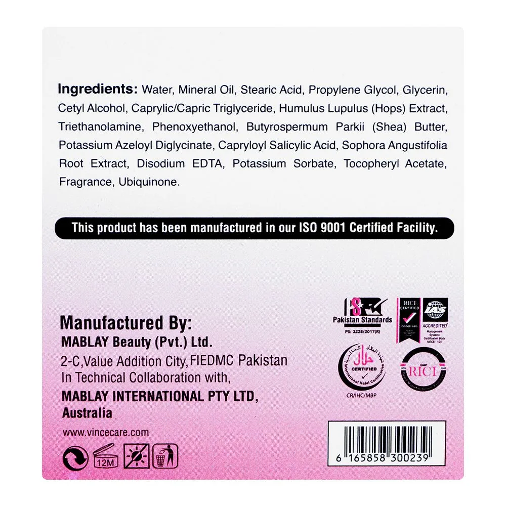 Close-up design of vince advanced freckle cream, for resistant & hyper-pigmented skin, fade freckles & dark spots, 50ml
