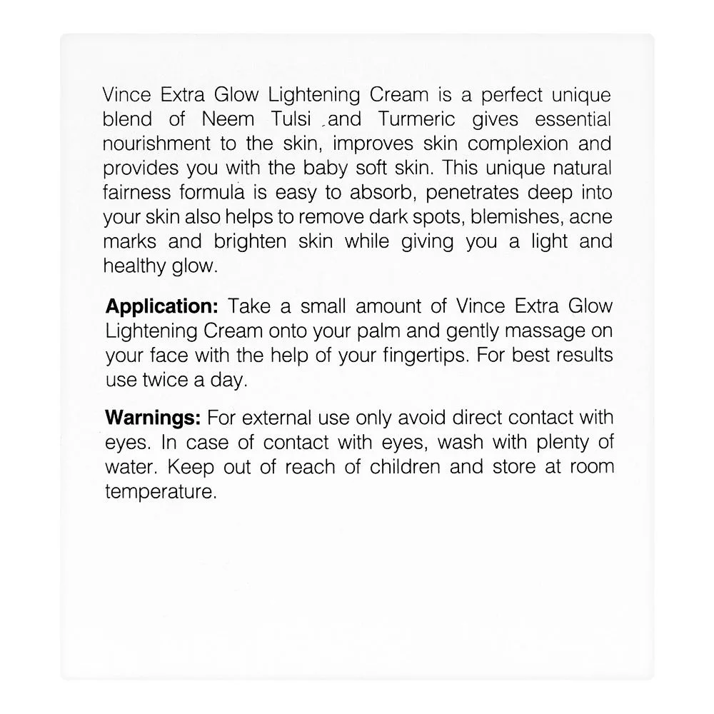 Comfortable casual vince extra glow lightening cream, with neem, tulsi and turmeric, 40ml