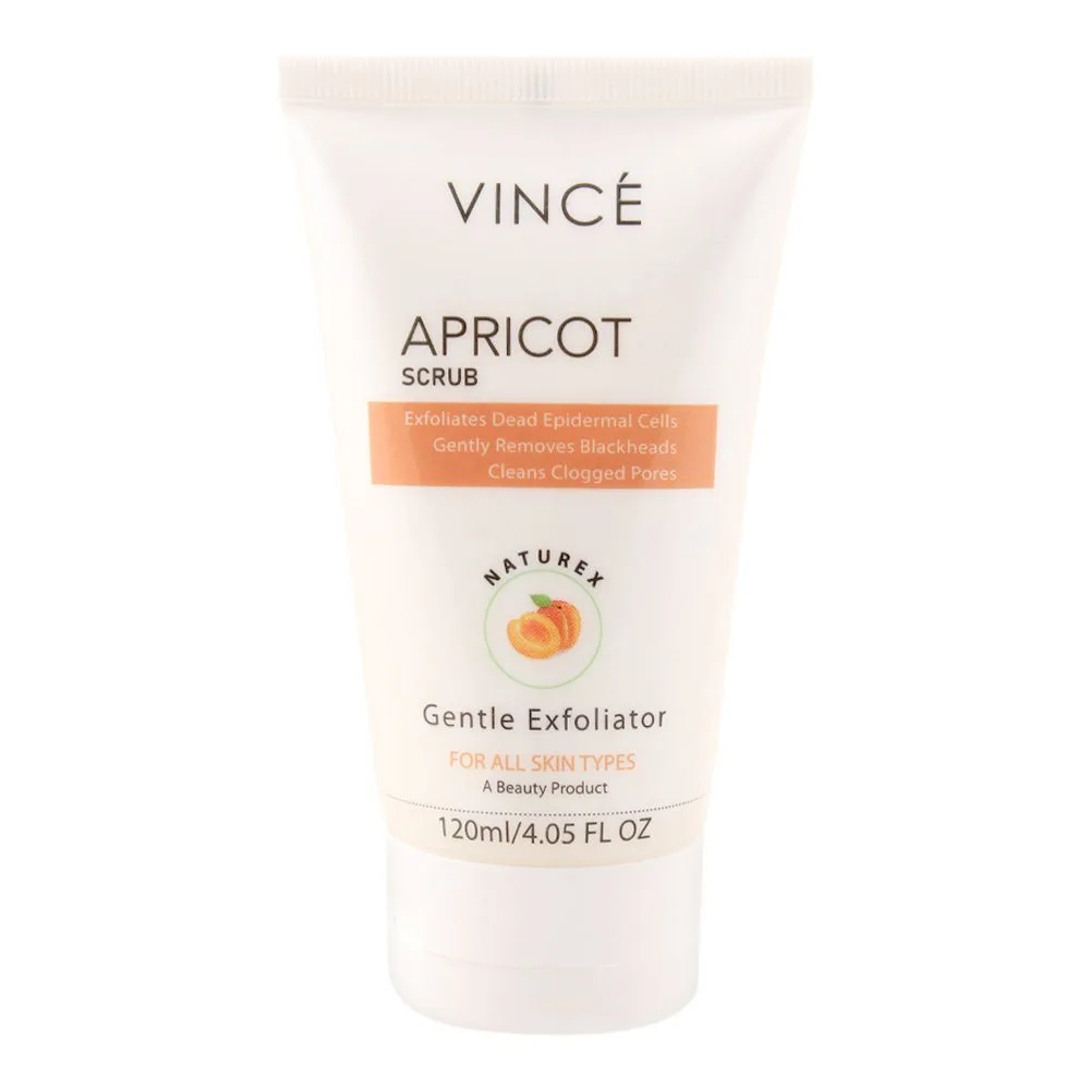 Vince Gentle Exfoliator Naturex Apricot Scrub, All Skin Types, Paraben Free, 120ml