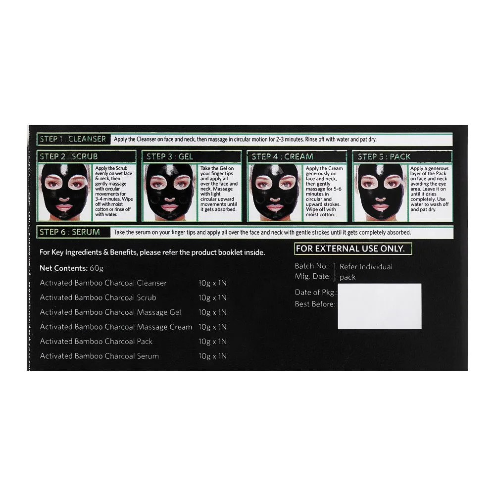 Comfortable casual vlcc natural sciences 7-in-1 activated bamboo charcoal facial kit, 60g