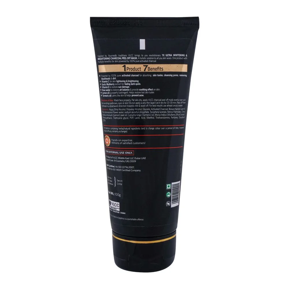 Side view of vlcc natural sciences 7x ultra whitening & brightening charcoal peel off mask, 100g